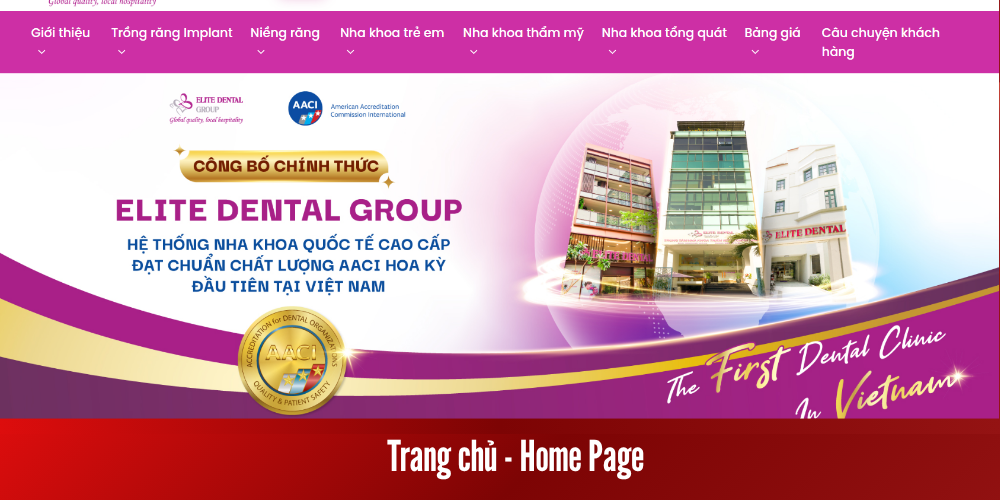 Trang chủ website nha khoa