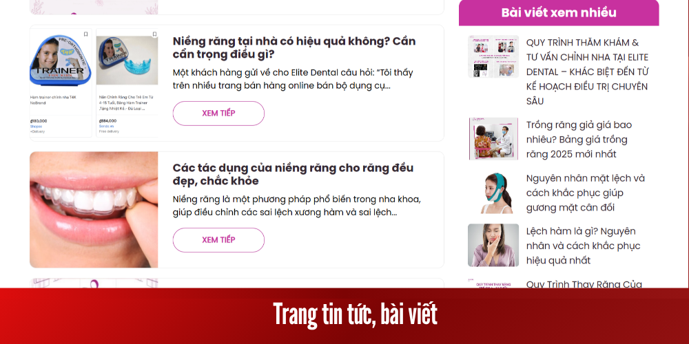 Trang tin tức website nha khoa