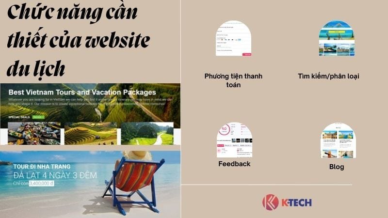 Chức năng cần thiết của thiêt kế website du lịch