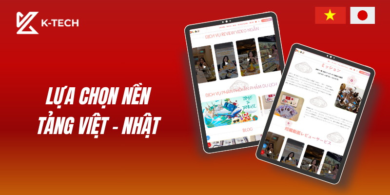 Tính năng lựa chọn nền tảng Việt - Nhật trong website truyền thông KOLLAB V-J