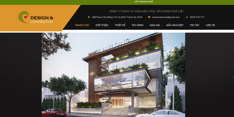 Mẫu thiết kế website Công ty tư vấn kiến trúc xây dựng Phố Việt