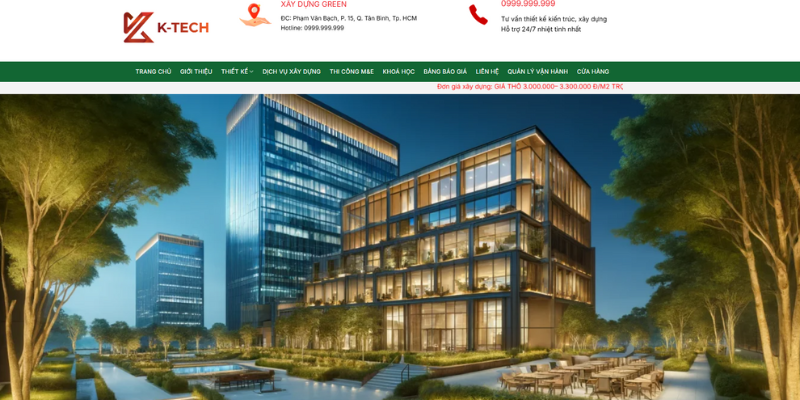 Mẫu thiết kế website xây dựng - giới thiệu công ty xây dựng