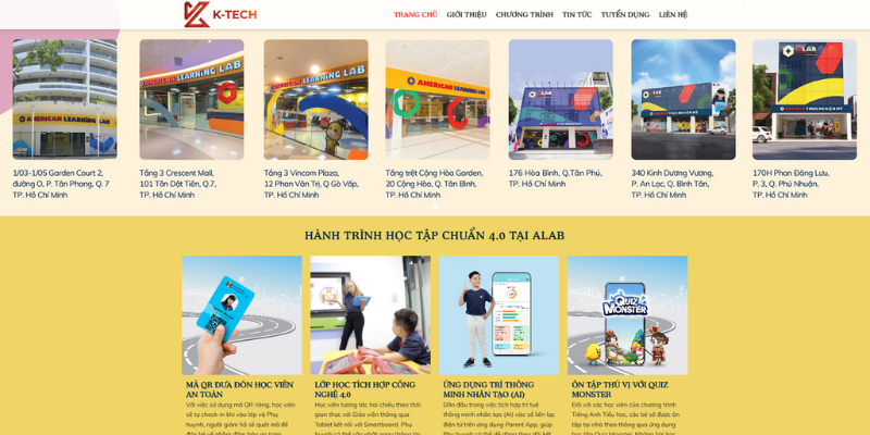 Mẫu website trung tâm tiếng anh
