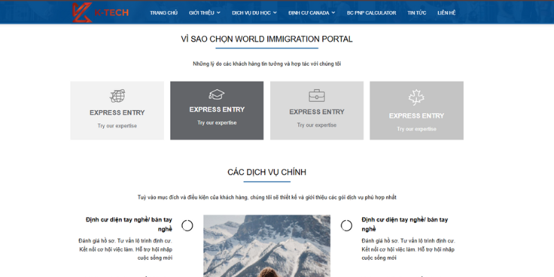 Mẫu website tư vấn du học