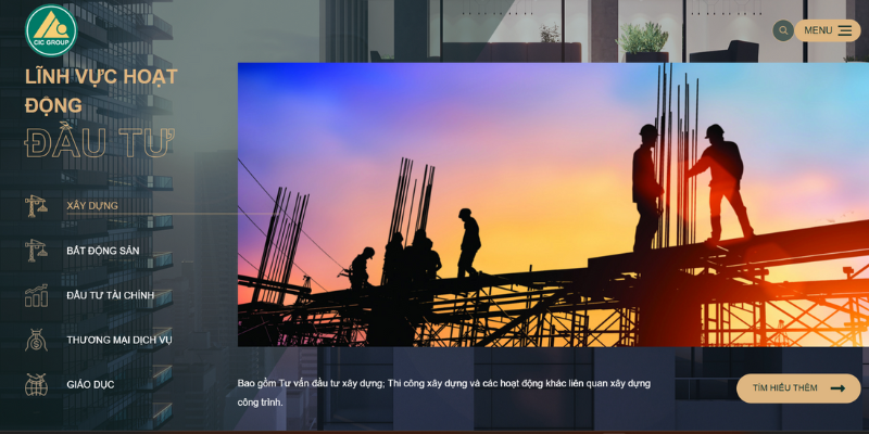 Mẫu website giới thiệu dự án xây dựng