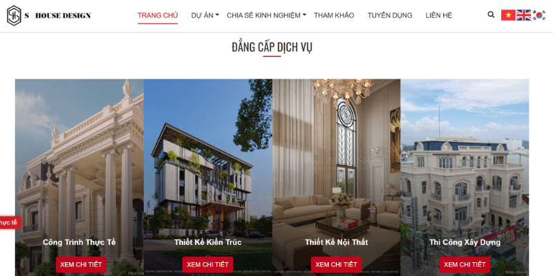 Mẫu website kiến trúc và nội thất