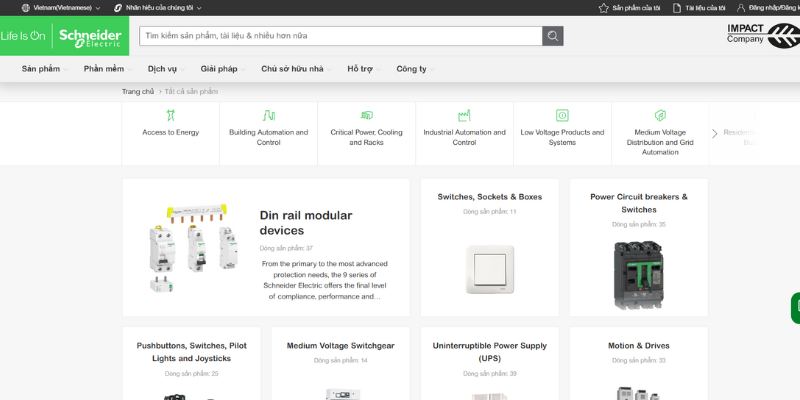 Mẫu thiết kế website Công ty bán linh kiện điện lạnh Schneider Electric