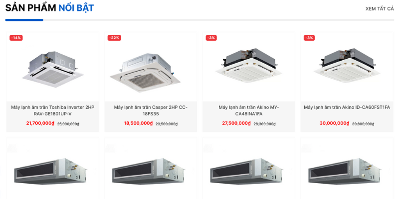 Mẫu thiết kế website Công ty cung cấp điện lạnh Hanara