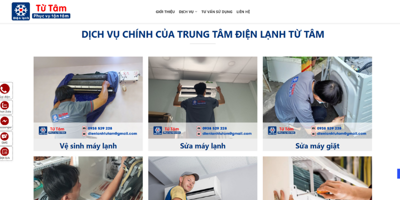 Mẫu thiết kế website Trung tâm sửa chữa, bảo trì điện lạnh Từ Tâm