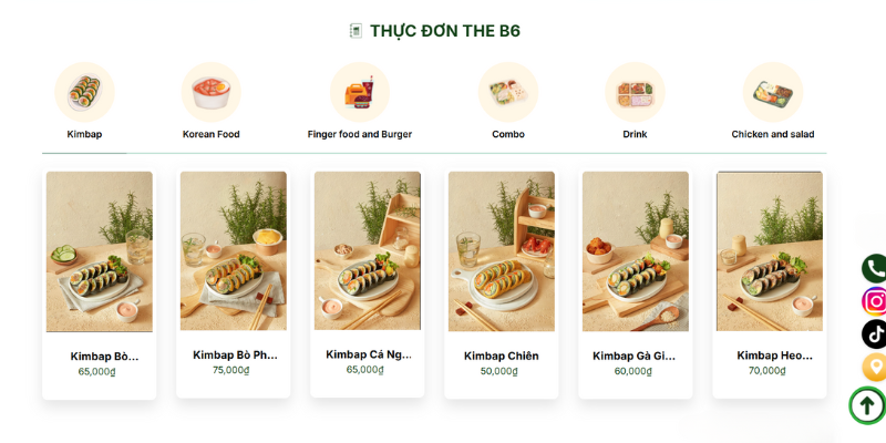 Mẫu thiết kế website ẩm thực - quán ăn The B6 Original Taste