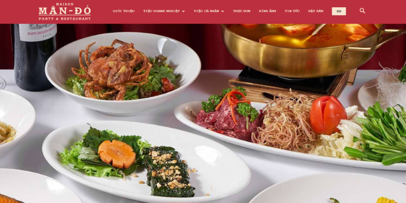 Mẫu thiết kế website đặt tiệc tại nhà Mận Đỏ