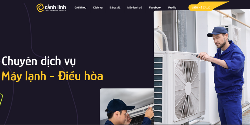 Mẫu thiết kế website điện lạnh - Dịch vụ sửa chữa, bảo trì điện lạnh Cảnh Linh