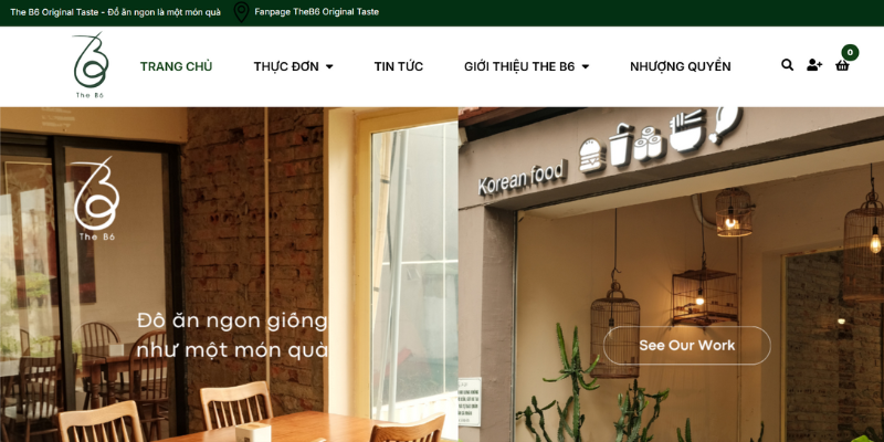 Mẫu thiết kế website quán ăn The B6 Original Taste