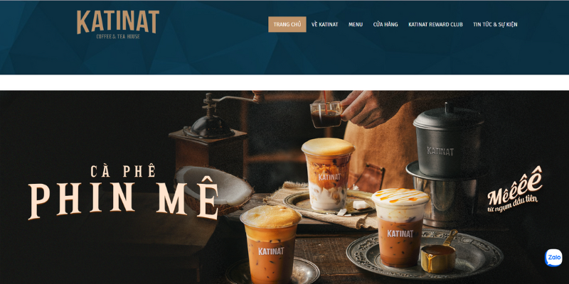 Mẫu thiết kế website quán coffee & tea Katinat