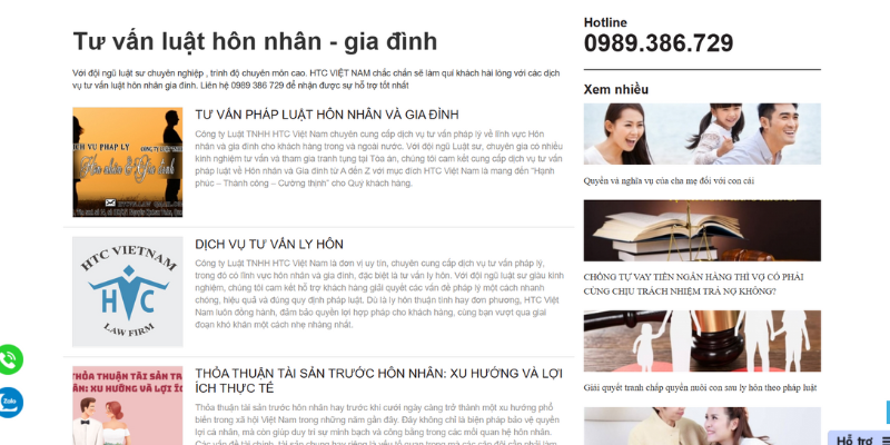 Mẫu thiết kế website tư vấn luật hôn nhân