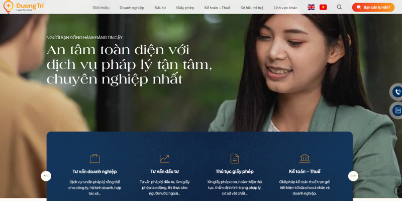 Mẫu thiết kế website tư vấn luật trực tuyến 24/7