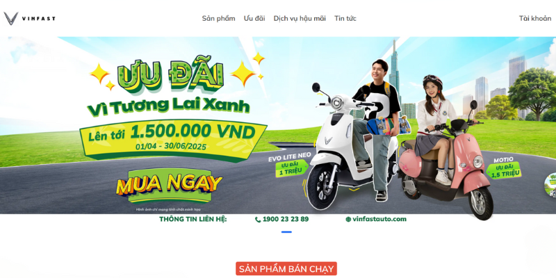 Mẫu Thiết Kế Website Xe Máy Điện