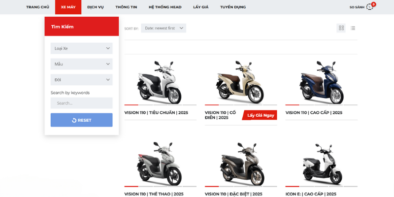 Mẫu Website Bán Xe Máy Trả Góp