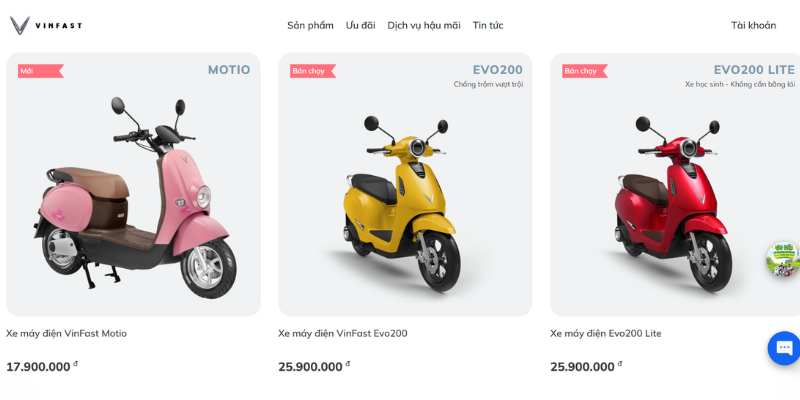 Mẫu Website Xe Máy Điện