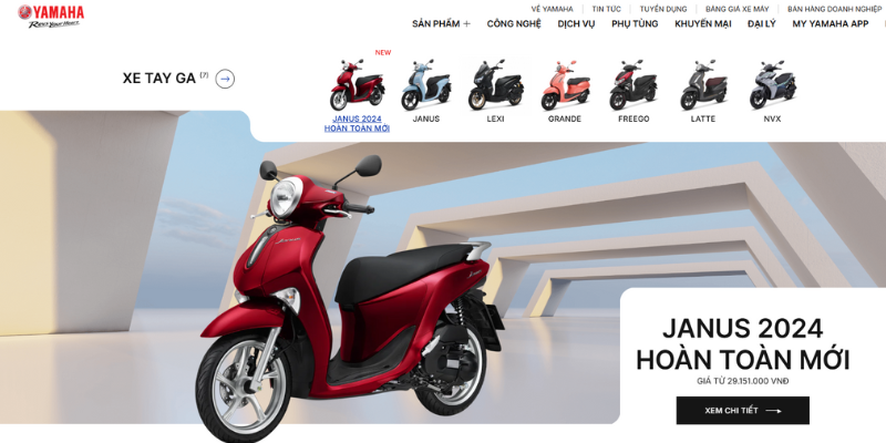 Mẫu Website Xe Máy Theo Hãng