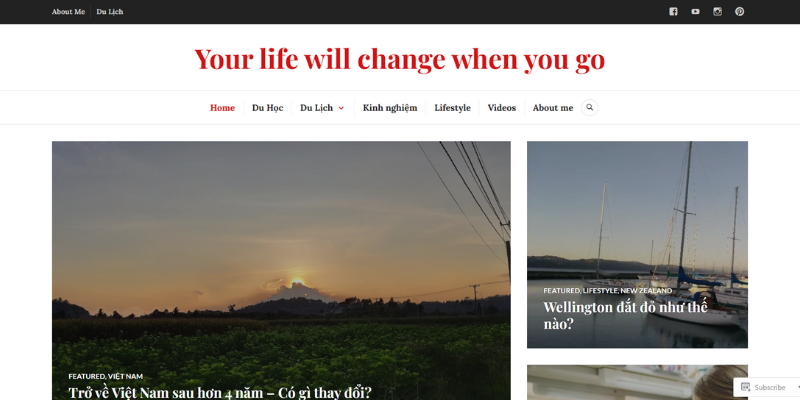 Mẫu thiết kế website du học kết hợp blog trải nghiệm