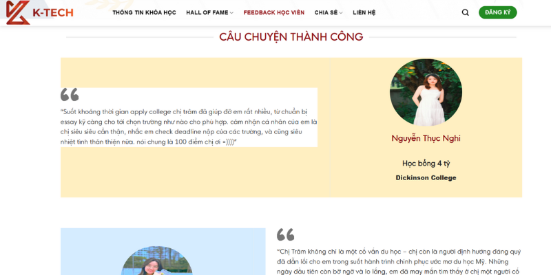 Mẫu website đăng ký khóa học du học