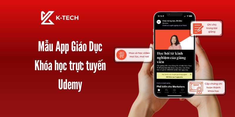 Mẫu app giáo dục - Khóa học trực tuyến Udemy