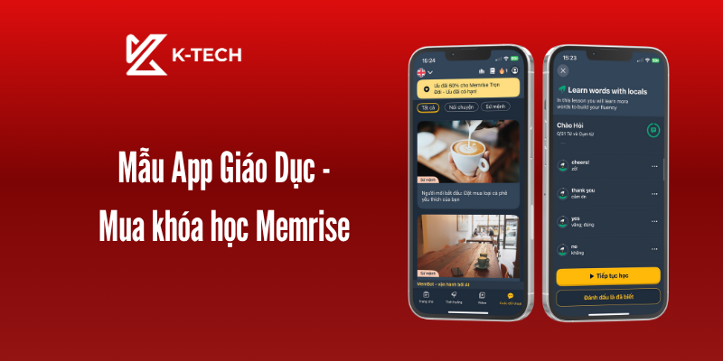 Mẫu app giáo dục - Mua khóa học Memrise