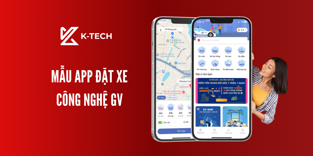 Mẫu app đặt xe công nghệ GV