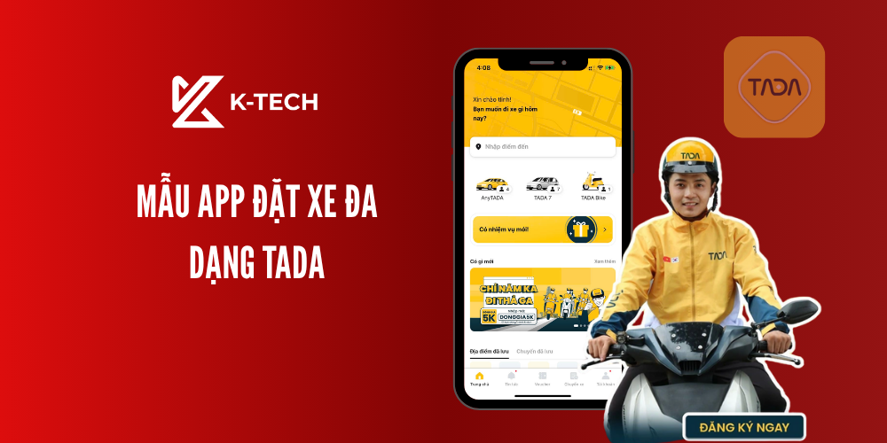 Mẫu app đặt xe đa dạng TADA