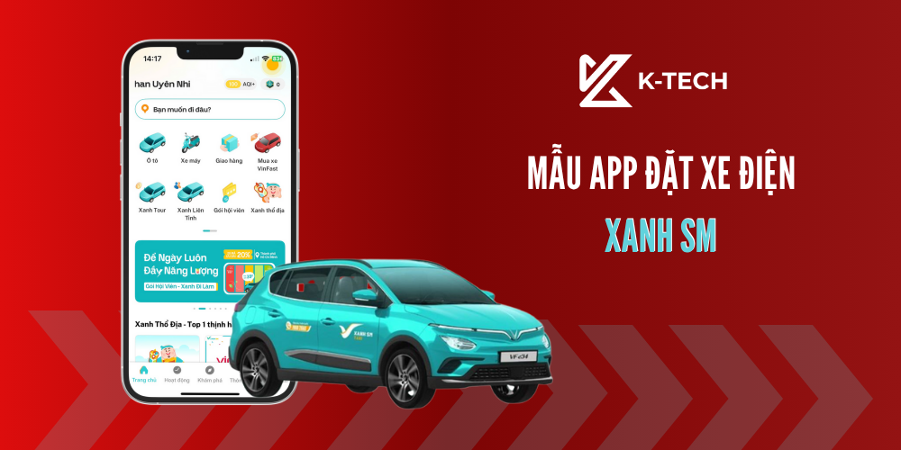 Mẫu app đặt xe điện Xanh SM