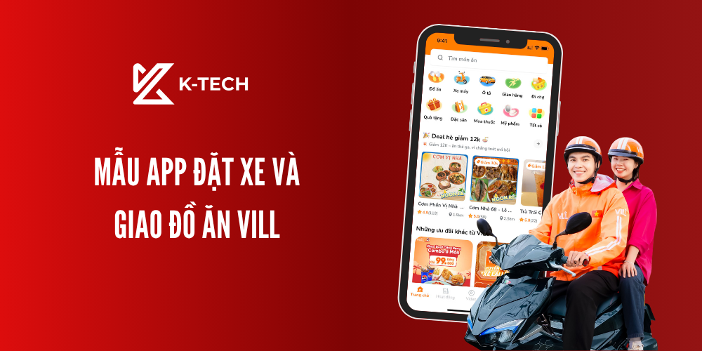 Mẫu app đặt xe và giao đồ ăn VILL