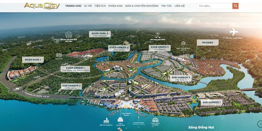 Mẫu website bất động sản Aqua city