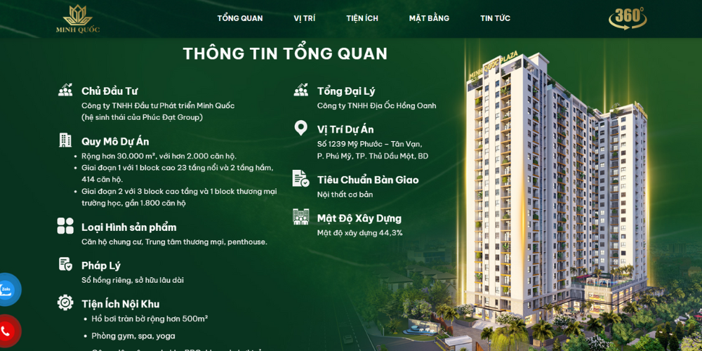 Mẫu website bất động sản Minh Quốc Plaza