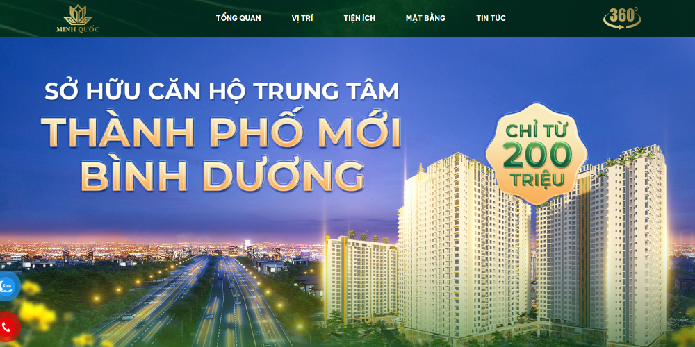 Mẫu website bất động sản dự án căn hộ Minh Quốc Plaza