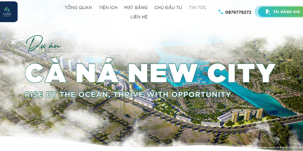 Mẫu website bất động sản dự án khu đô thị Cà Ná New City