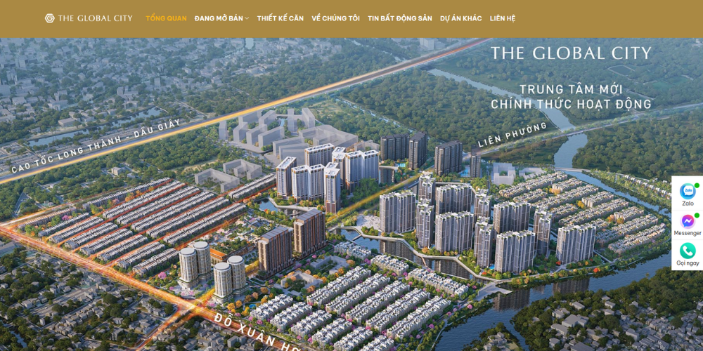 Mẫu website bất động sản khu đô thị The Global City