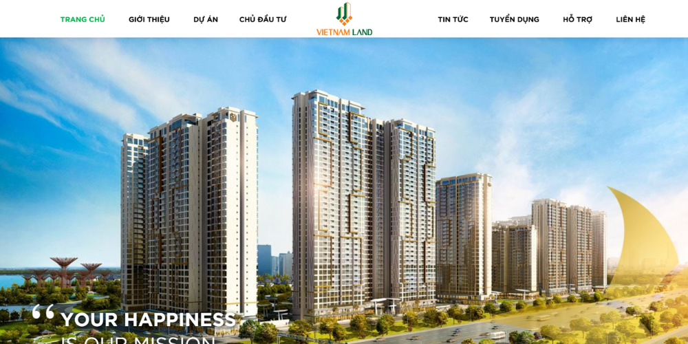 Mẫu website đơn vị phân phối bất động sản Vietnam Land
