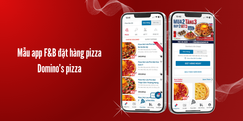 Mẫu app F&B đặt hàng pizza - Domino’s pizza