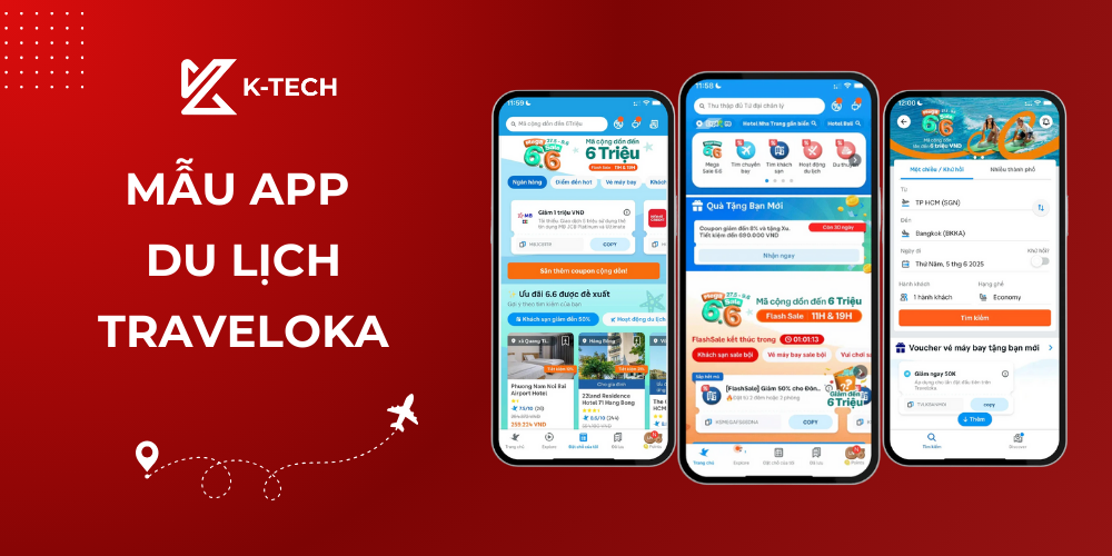 Mẫu app du lịch đặt khách sạn, vé máy bay Traveloka