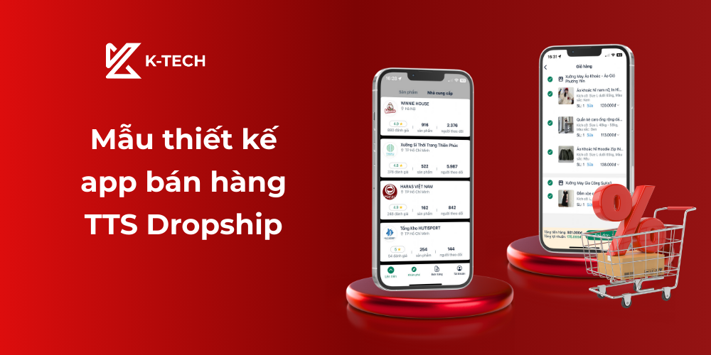 Mẫu thiết kế app bán hàng kinh doanh online TTS Dropship