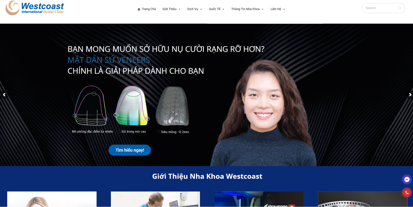 Mẫu thiết kế website nha khoa - Westcoast International Dental Clinic