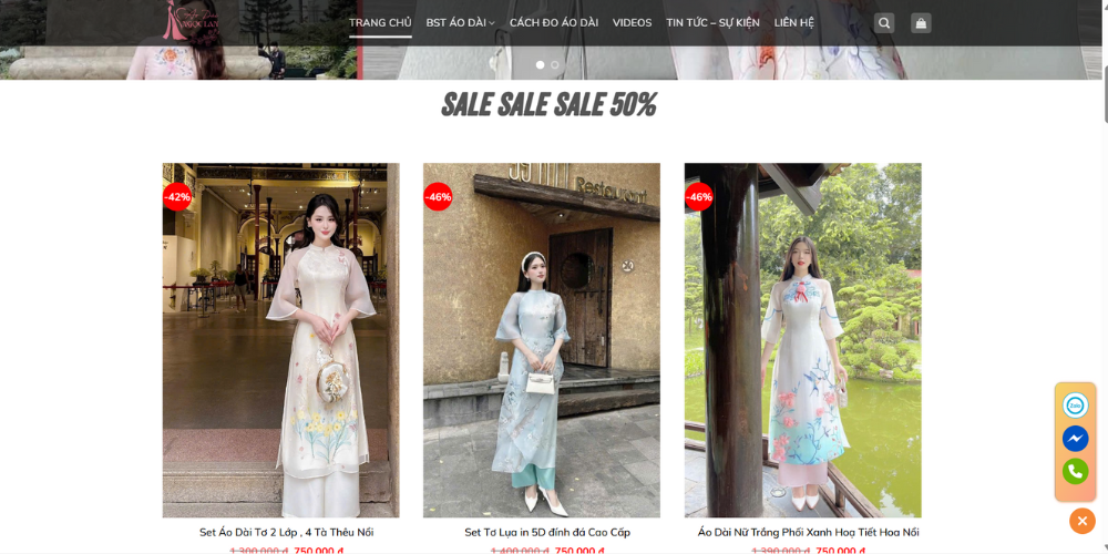 Mẫu thiết kế website bán quần áo - áo dài Ngọc Loan