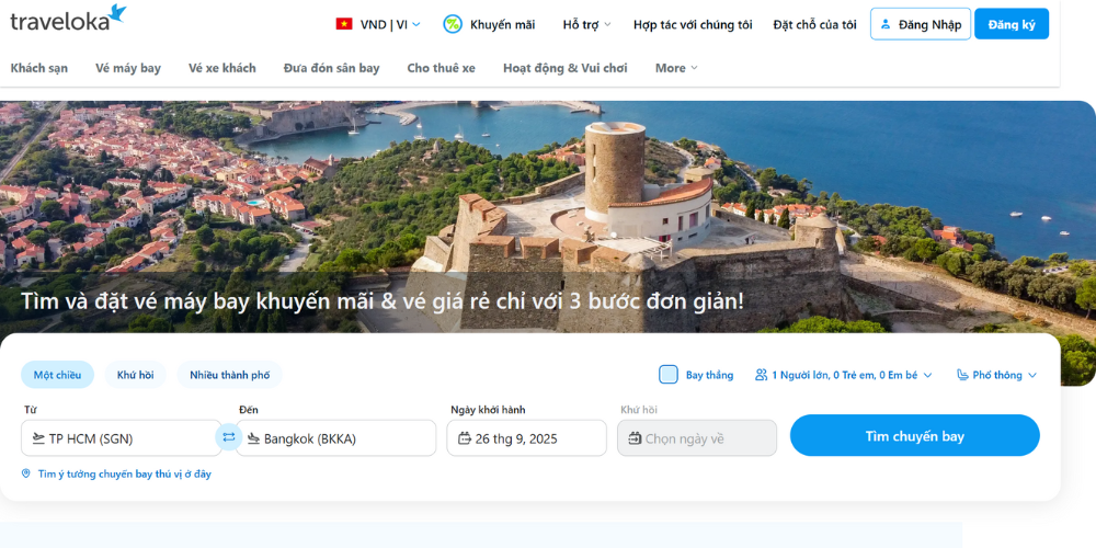 Mẫu thiết kế website bán vé máy bay - Traveloka