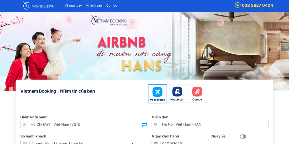 Mẫu thiết kế website bán vé máy bay - Vietnam Booking