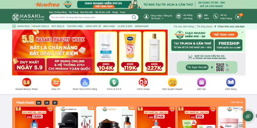 Mẫu thiết kế website mỹ phẩm & Clinic Hasaki