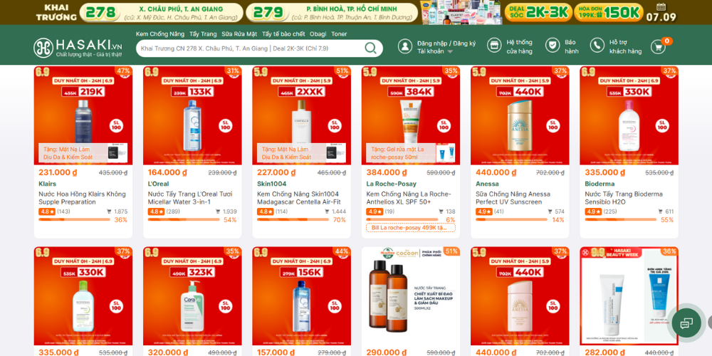 Mẫu thiết kế website mỹ phẩm Hasaki