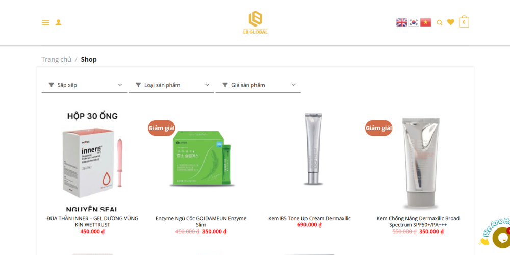 Mẫu thiết kế website mỹ phẩm LG Global