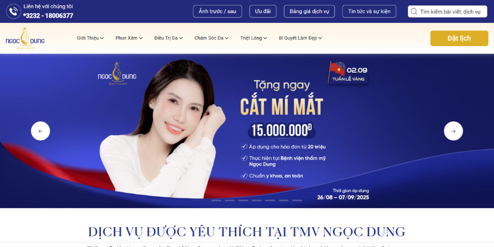 Mẫu thiết kế website thẩm mỹ - Ngọc Dung