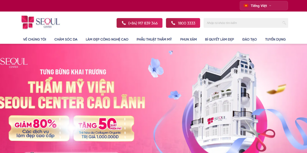 Mẫu thiết kế website thẩm mỹ - Seoul Center